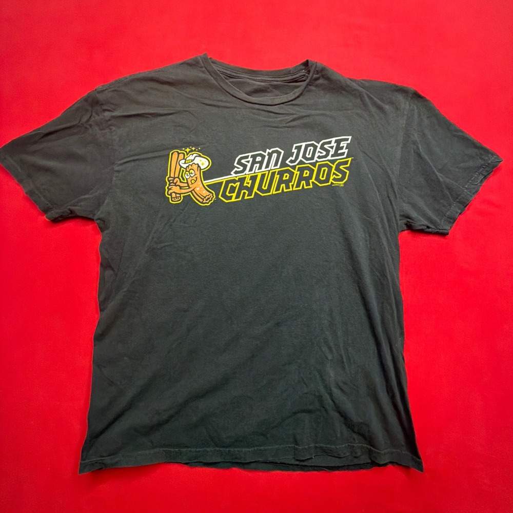 San Jose Churros MiLB Baseball Graphic T-Shirt Mens Black Short Sleeve Large